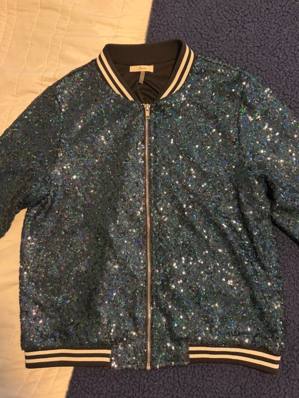 Taylor Swift-inspired sparkly bomber jacket
